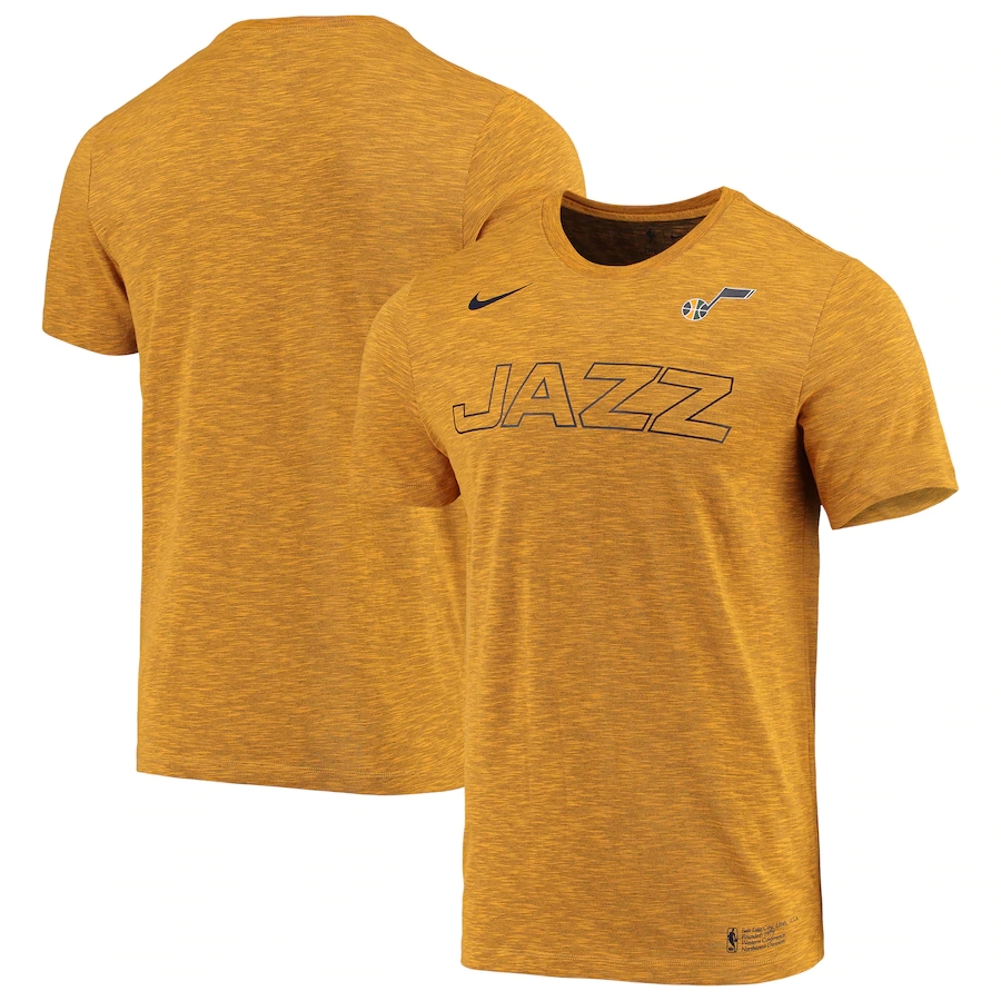 2020 NBA Men Nike Utah Jazz Heathered Gold Essential Facility Performance TShirt